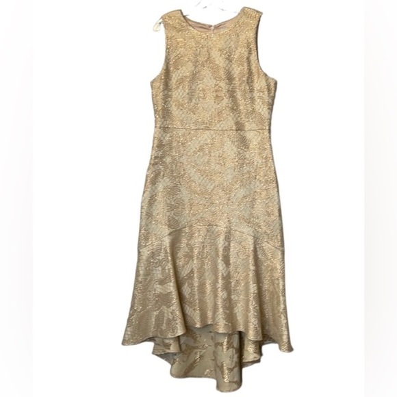 Belle Badgley Mischka Cream Gold Sleeveless Embroidered Lace Style Dress… - Picture 1 of 15
